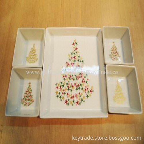 Fine Porcelain Appetizer Dish with Christmas Theme and Multi-shape